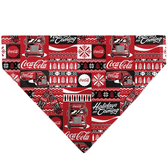 The Coca-Cola Company Pet Bandana Coca Cola Holiday Sweater Collage Red Black White Slip On Collar Bandana Only