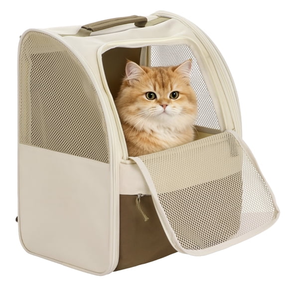 Pet Carrier Backpack, Large Capacity Cat Dog Travel Bag, 600D Sturdy Oxford Fabric, Breathable Mesh, Zipper Pocket, Spacious for Cats Dogs Up to 16.5 lbs, Ideal for Travel Hiking Outdoor Use