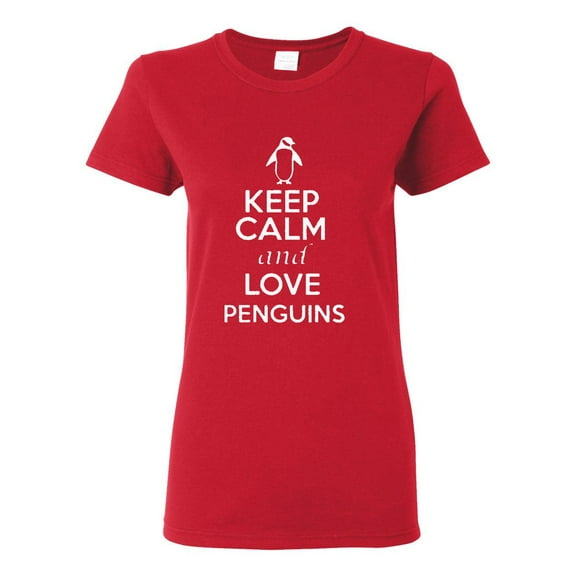 Ladies Keep Calm And Love Penguins T-Shirt Tee