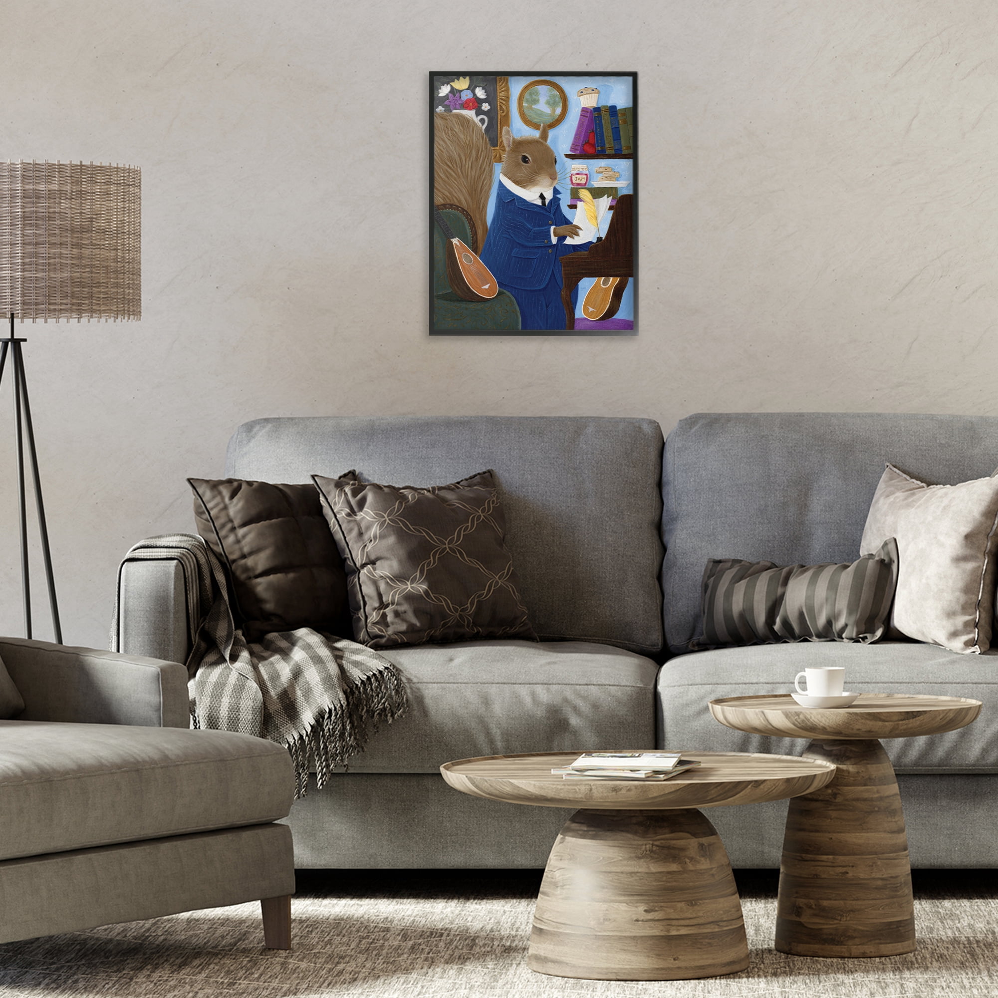 Stupell Industries Gentleman Squirrel Composing Black Framed Giclee Art, design by Gina Matarazzo