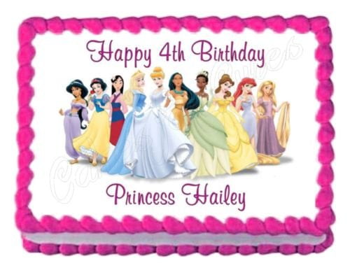 Disney Princess Jasmine Snow White Mulan Aurora Cinderella Edible Cake Topper Image ABPID06849