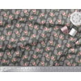 thumbnail image 2 of Soimoi Gray Viscose Chiffon Fabric Leaves & Grandiflora Roses Floral Decor Fabric Printed Yard 42 Inch Wide, 2 of 3