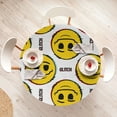 thumbnail image 4 of Ambesonne Emoji Fitted Round Tablecloth, Glitch Writings Funny Faces, 36"- 40" Diameter, Mustard White, 4 of 5
