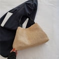 thumbnail image 1 of Zhuge Bolso de hombro tejido para mujer, bolso de mano tejido, bolso de mano tejido elegante para playa de verano, bolsos de hombro de 12,59 x 2,75 x 8,26 pulgadas (caqui y negro), 1 of 5