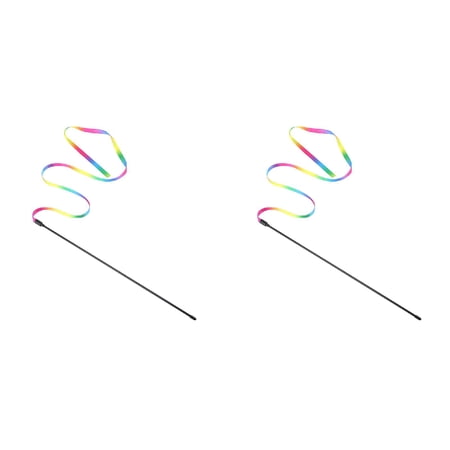 Kitten Cat Pet Toy Chaser Stick Rainbow Streamers Interactive Play Fun Toys 160 cm Blue