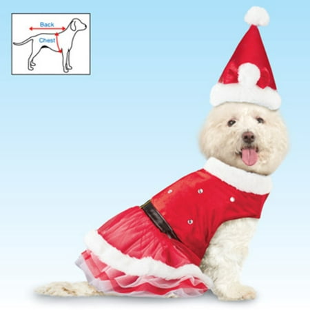 Mrs. Claus Christmas Dog Outfit with Santa Hat, Large