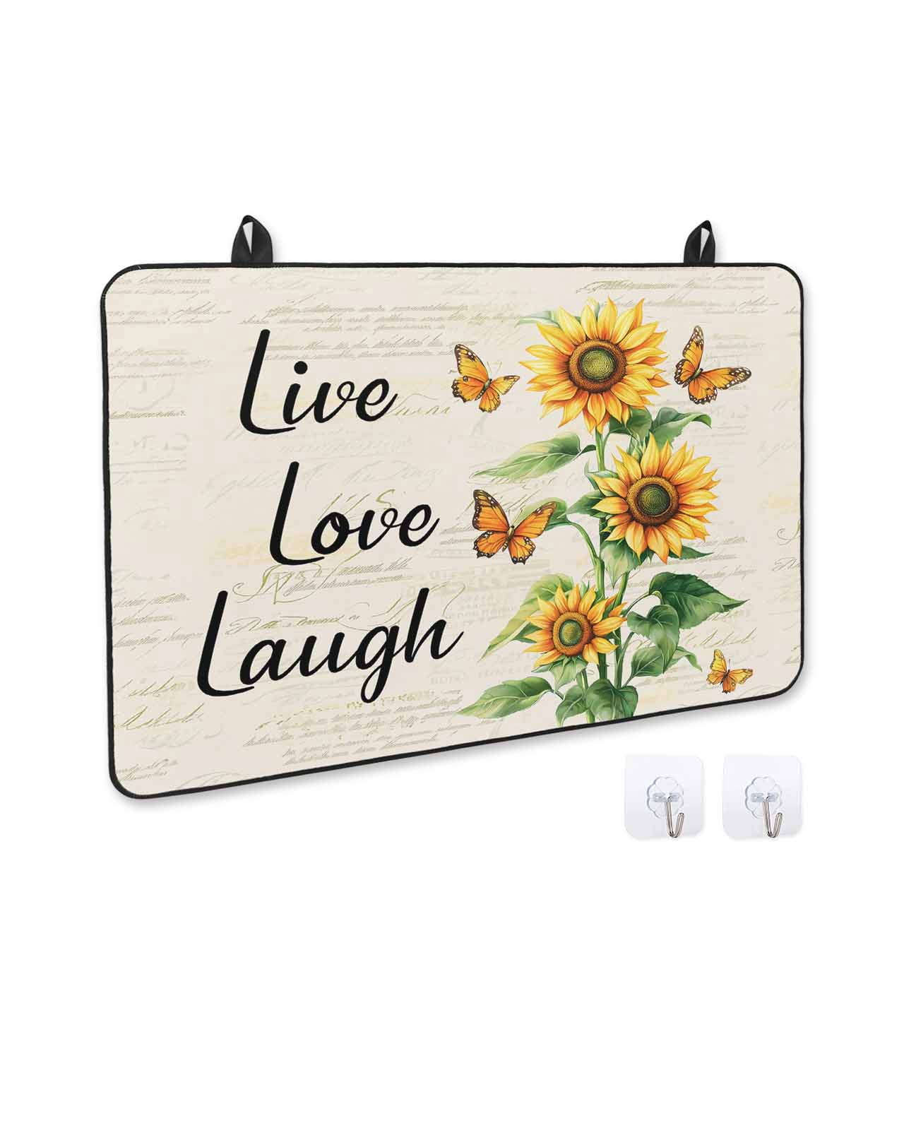 nqOlkjepod Large Induction Cooktop Protector Mat 36"x21", Sunflower Stove Top Covers for Electric Stove, Watercolor Summer Botanical Butterfly Rustic Stove Burner Cover Mats, Glass Top Stove Cover