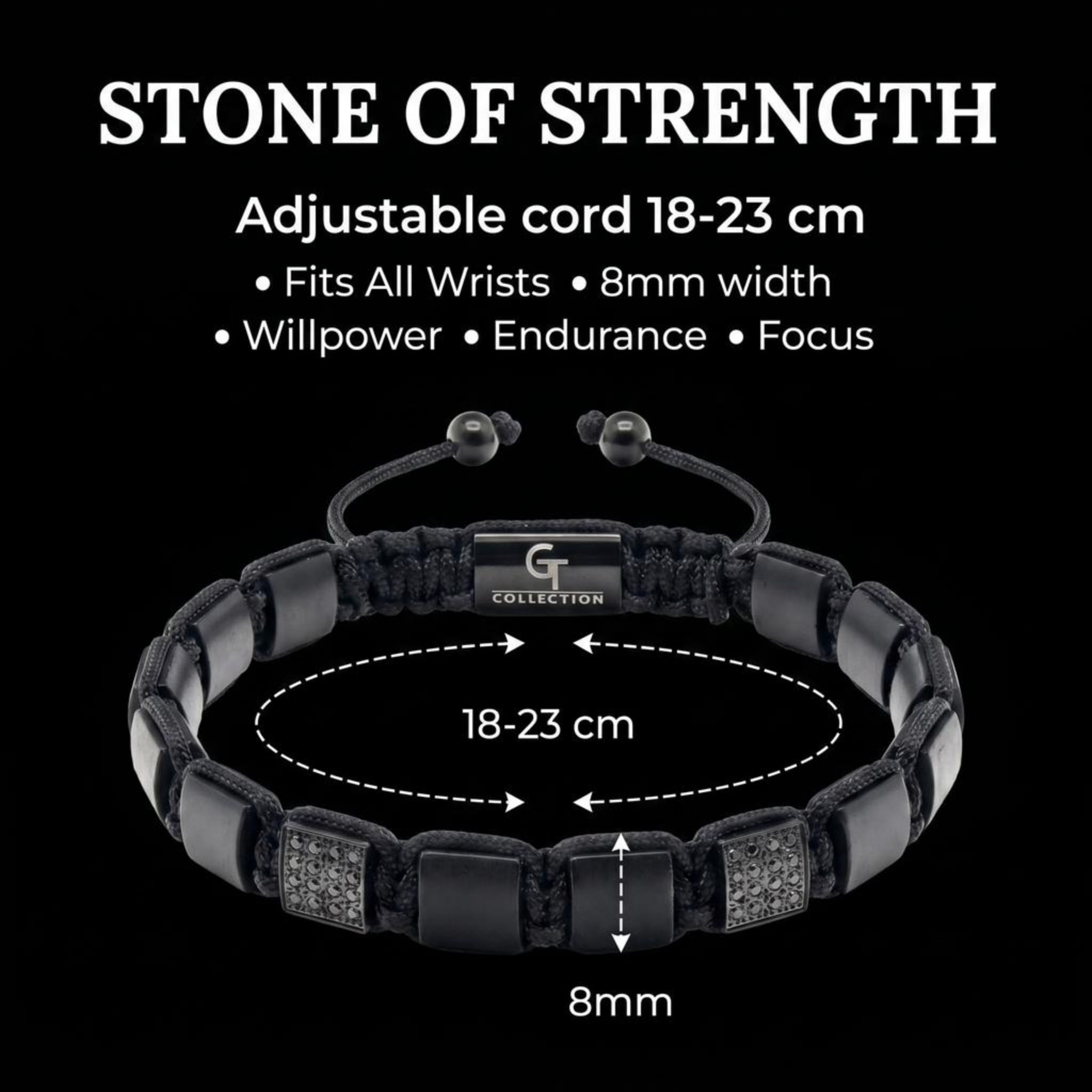 Men's BLACK ONYX Flat bead Bracelet | Gift for Men | One Size Fits All | 100% Natural | Gemstone Adjustable Bracelet