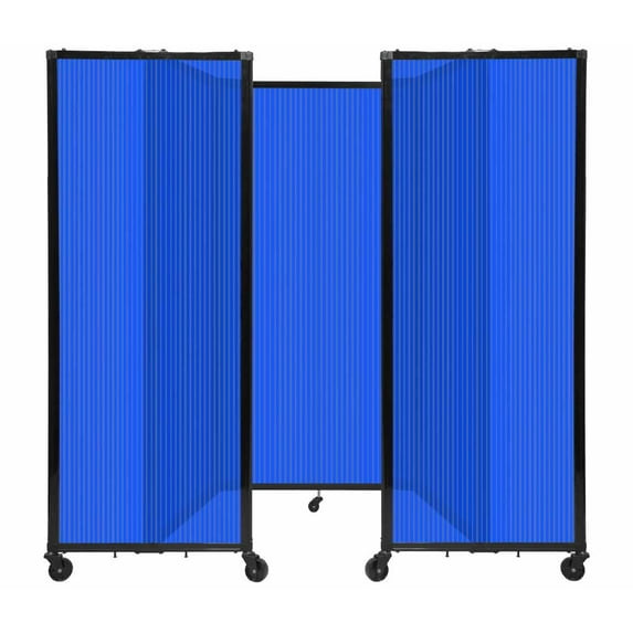 Versare Polycarbonate Room Divider 360 Portable Wall Partition | Freestanding Office Dividers | Locking Wheels | Privacy Screen Panels - 8'6" x 6' Blue Thermoplastic Polymer