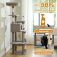 thumbnail image 3 of PAWZ Road 64" Cat Tree Condo Multi-Level Tower with 5 Scratching Posts for Indoor Medium Cats,Light Gray, 3 of 16