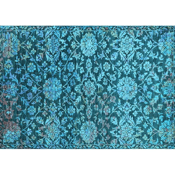Ahgly Company Indoor Rectangle Oriental Light Blue Industrial Area Rugs, 4' x 6'