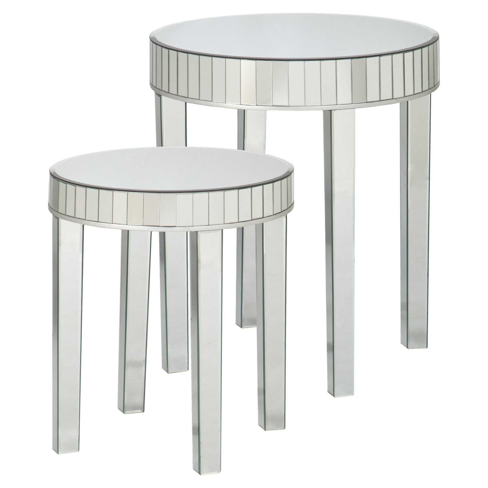 Southern Enterprises Mirrored 2 Piece Round Nesting Table Set Southern Enterprises Mirrored 2 Piece Round Nesting Table Set Com