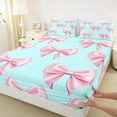 thumbnail image 3 of Manfei Dreamy Bowknot Bed Sheets Set Full Size, Cyan Pink Bedding Full Size, Princess Ribbon Full Sheet Sets, Super Cozy Room Decoration, 4 Pieces, 3 of 7