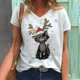 thumbnail image 2 of Blusa de manga corta con cuello en V informal para mujer a la moda, camisetas de verano Fridja bn4002, 2 of 5