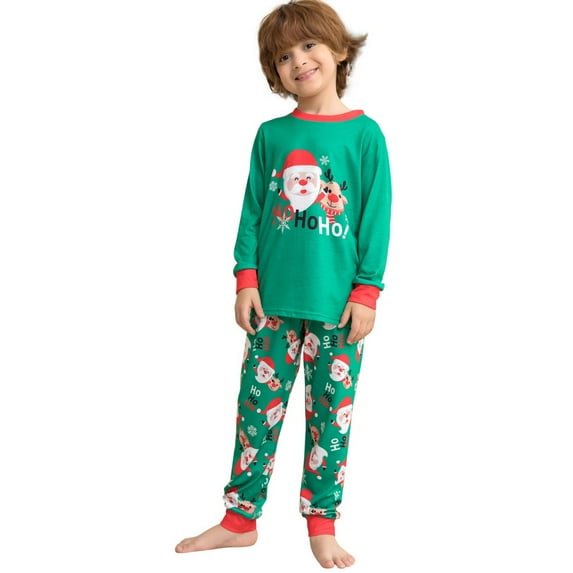 SYNPOS Family Matching Pajamas Set Christmas Santa Claus Long Sleeve Sleepwear