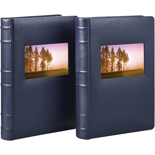 Old Town Bonded Leather Photo Album, 2 Pack (3Up, Navy)