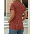 thumbnail image 4 of Women'S Short Sleeve Shirts Business Casual Blouses Dressy Work Tunic Top Sweaters Fashion Clothes Caramel Color M, 4 of 7
