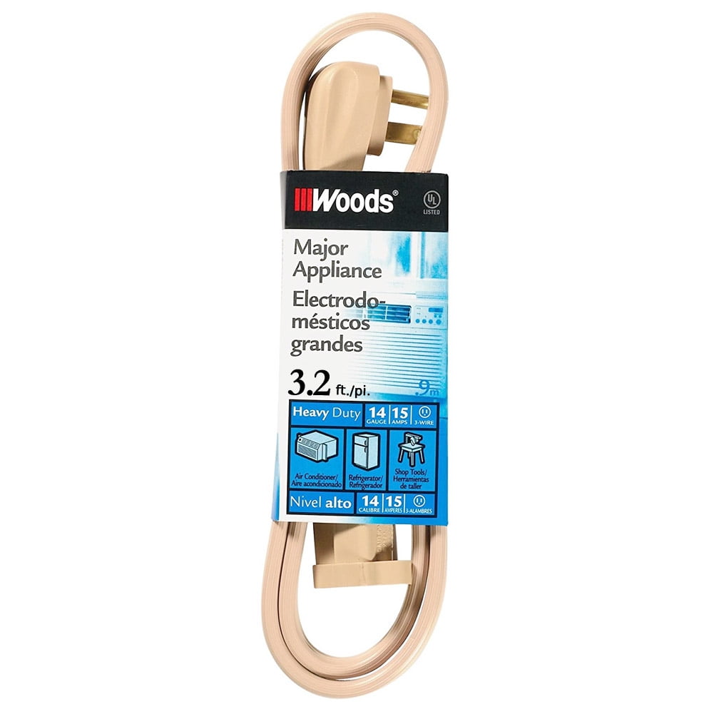 Woods Major Appliance Heavy Duty Extension Cord, 3.2 Foot, Beige