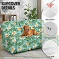 thumbnail image 6 of ZIATUBLES Tropical Leaf Egg Flower Recliner Covers for 3 Seater Reclining Sofa, Soft Fitted Furniture Protector for Pets Washable Stretch Recliner Chair Covers with Storage Pockets Set of 8, 6 of 9