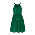 thumbnail image 4 of IROINNID Women's Summer Casual Neck Dress Sleeveless Belted Swing Pleated Cocktail Party Beach Mini Dresses A-Line Solid Color Dress, 4 of 8