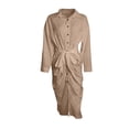 thumbnail image 2 of KaLI_store Womens Spring Dresses Women's Cute A Line Fit and Flare Flowy Short Dress Pleated Loose Swing with Knee Length Khaki,XXL, 2 of 5
