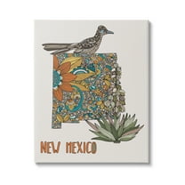 Stupell Industries Intricate New Mexico Yucca & Roadrunner Floral Bird Graphic Art Gallery Wrapped Canvas Print Wall Art, Design by Valentina Harper