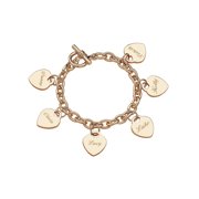 Personalized Gold-Tone Hearts Charm Family Name Bracelet