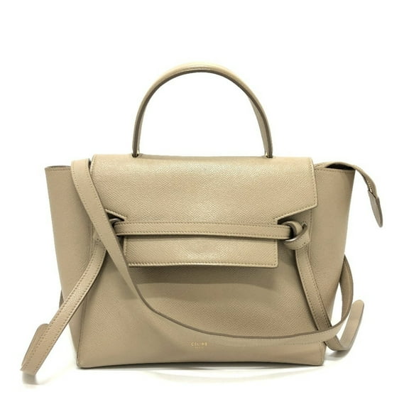 Pre-Owned CELINE 189153 Belt Bag Micro Shoulder Handbag Leather Women's Beige (Good)