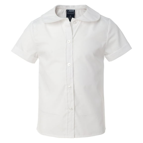 French Toast E9320 Girls' Short Sleeve Peter Pan Poplin Shirt