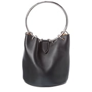 ALAÏA Ring Medium Leather Bucket Bag, Black