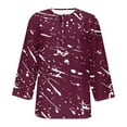 thumbnail image 4 of QQAMB Women Tops 3/4 Sleeve V-Neck Button Floral Printed Cute Tunic Tops Loose Fashion Blouse Tops Wine S, 4 of 4