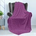 thumbnail image 4 of Abstract Soft Flannel Fleece Blanket, Different Size Circles Background Designed with Circular Shape Dashed Lines, Cozy Plush for Indoor and Outdoor Use, 60" x 80", Purple and Salmon, by Ambesonne, 4 of 5