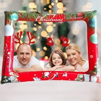 Kumdkd Inflatable Christmas Photo Frame 31x26 Inch, Blow-Up Red PVC Holiday Selfie Prop for Kids, Festive Backdrop for Parties, Reusable Indoor Outdoor Decoration, Portable Photo Booth accessory