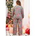 thumbnail image 2 of Plus Size Green Printed Long Sleeve and Pants Lounge Set | [ZhiHiMeRi] | (US 14W-16W)1X, 2 of 11