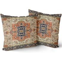 Aztec Terracotta Boho Throw Pillow Covers 20x20 Inch Vintage Persian Rust Retro Carpet Decorative Pillows Square Pillow Cases Farmhouse Accent Home Decor for Bedroom Couch Sofa Porch Set of 2
