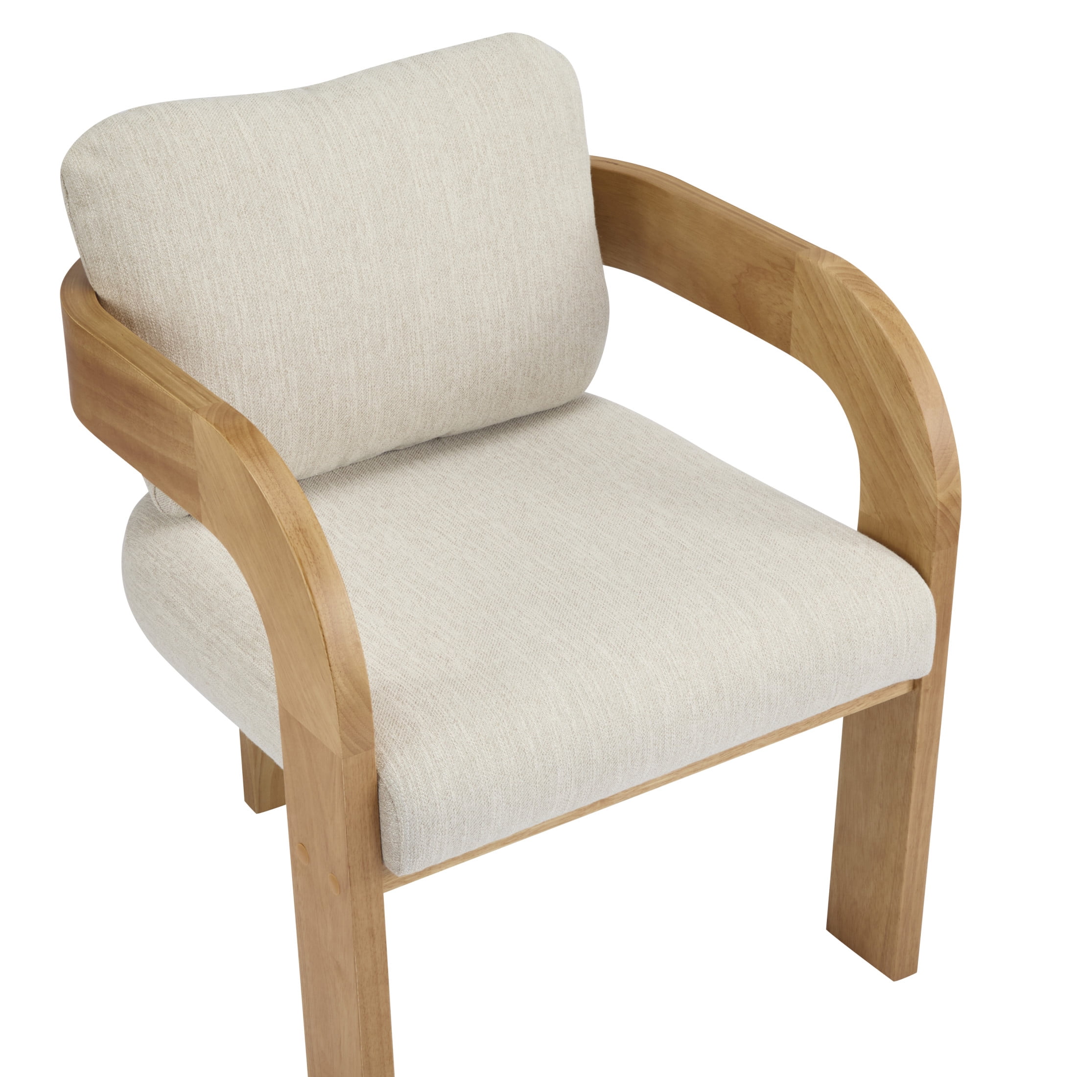 Christopher Knight Home Upholstered Dining Chairs with Curved Backrest, Natural + Beige, Set of 2