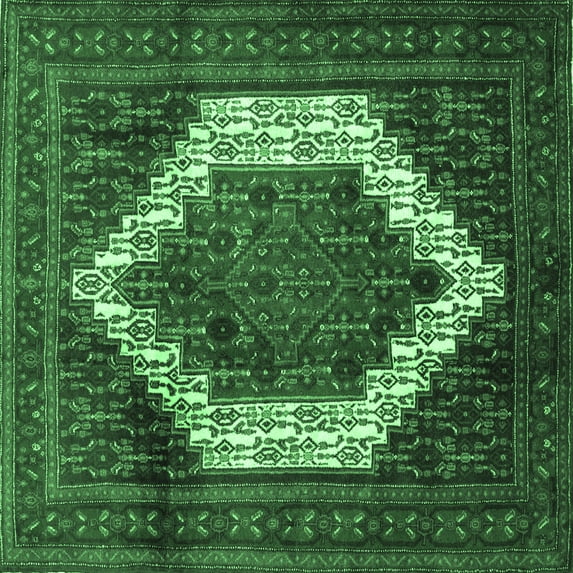 Ahgly Company Indoor Square Persian Emerald Green Traditional Area Rugs, 4' Square