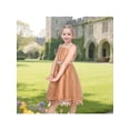 thumbnail image 2 of Sunny Fashion Flower Girls Dress Tulle Spaghetti Strap Pearl Ruffle Hem Formal Ball Gown Brown 6 Years, 2 of 8
