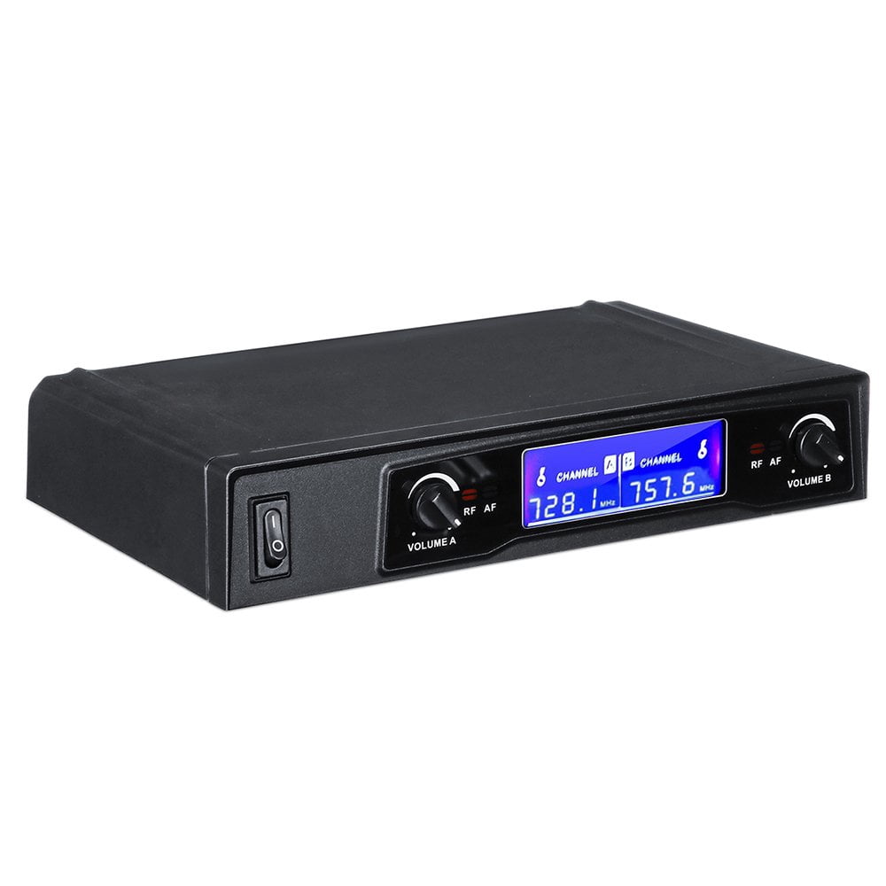 POINTERTECK Microphones de Karaoké UHF Professionnel 2 Microphone Sans Fil Double Portable Système de Micro d'Affichage Numérique LCD pour le Discours de Réunion d'Église de Mariage