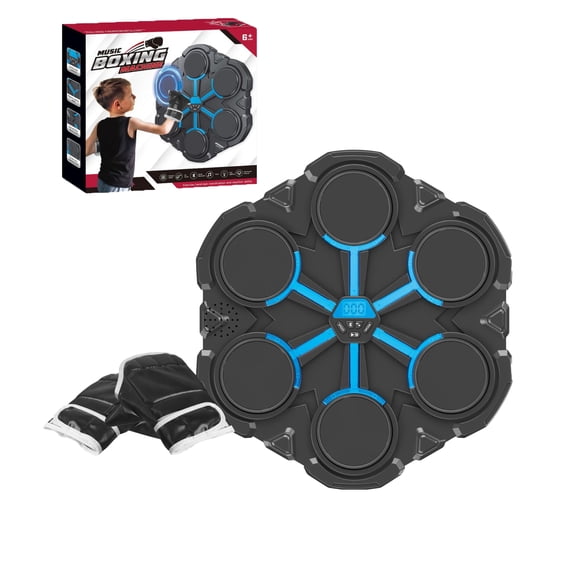 6-Target Musical Boxing Machine Sports Toy, Wall-Mounted Bluetooth Smart Boxing Target, Training Mat Toy with Boxing Gloves