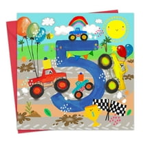 Twizler 5th Birthday Card for Boys - Monster Trucks - Children's Age 5 Happy Birthday Greeting Card for Son Grandson Nephew Kids
