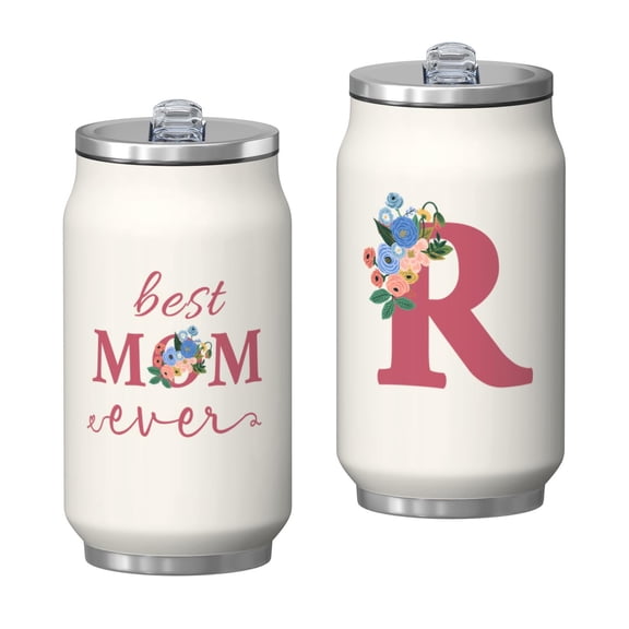 12 Oz Beige Coffee Travel Mug for Mom with Lid, Double Wall Vacuum Reusable Stainless Steel Water Bottle Leak Proof Insulated Hot Cold Coffee Cup Gift for Mothers Day(1pcs)