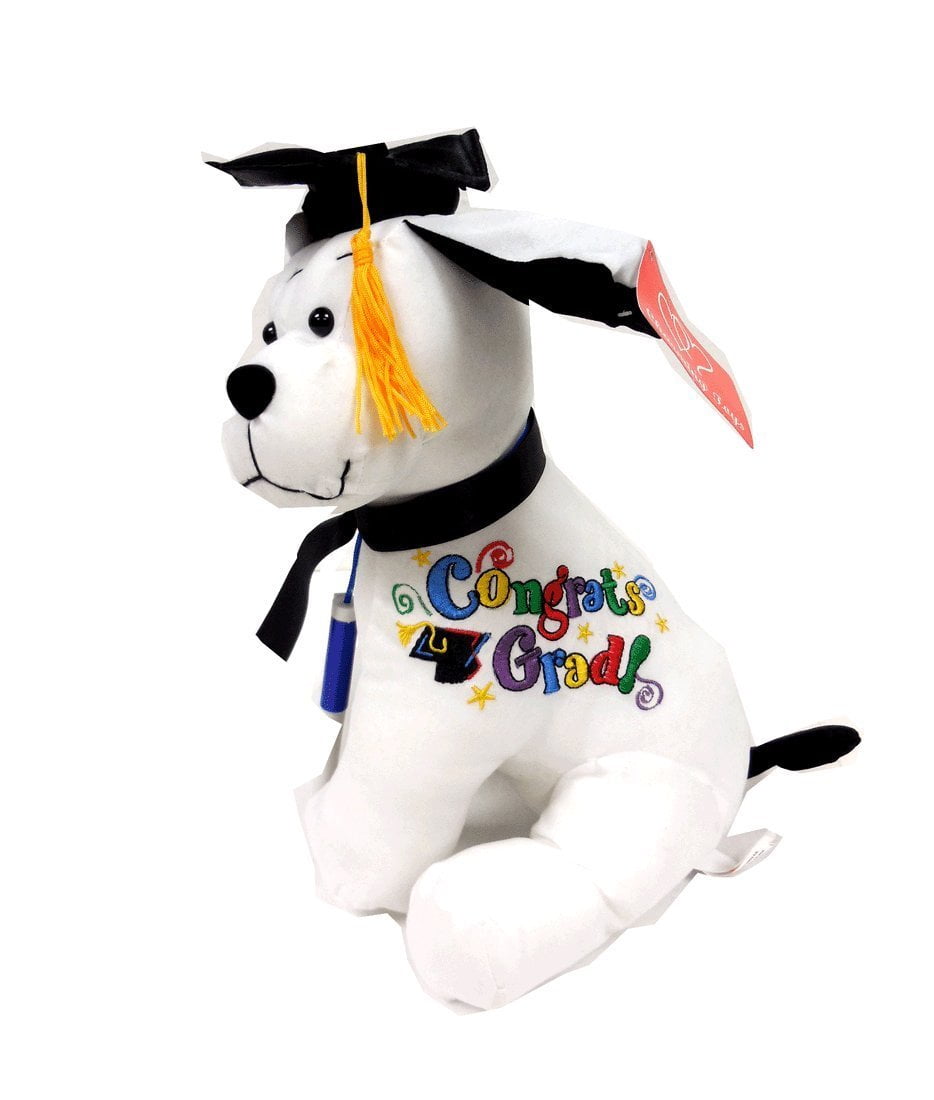 10.5" Details about   Graduation Autograph Stuffed Blue Dog With Pen Congrats Grad Blue Hat 