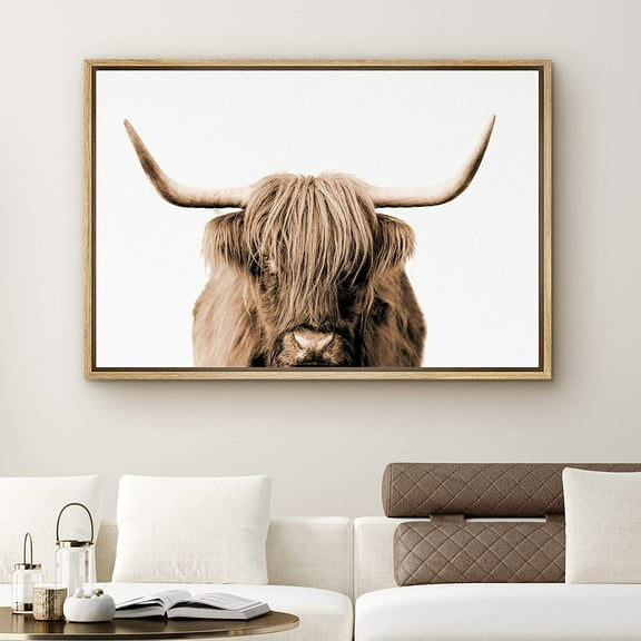Cow 1.5" x 16" Framed Photography Canvas Art Print, by PixonSign