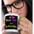 thumbnail image 2 of 3drose, Cmyk Keep Calm Parody Hipster Crown and Sunglasses Keep Calm and Eat Marshmallows, 11oz Two-tone Green Mug, 2 of 6