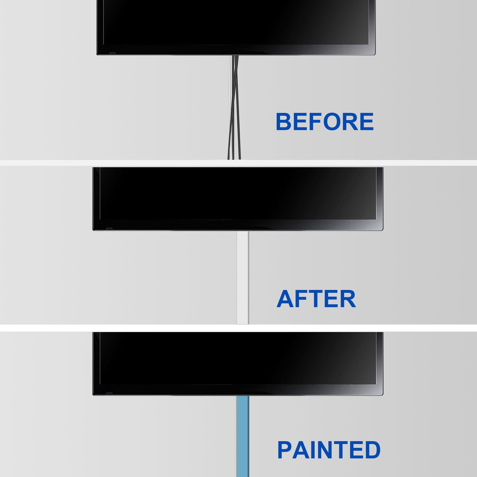Unique Bargains Wall Cable Raceway Cord Cover Cord Hider Channel Self-Adhesive for TV Wire White 39"x1.2"x0.4"