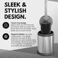 thumbnail image 5 of Toilet Brush and Holder Set with Lid, Sleek Chrome Toilet Bowl Scrubber, Heavy Weight Base for Stability, Hands Free Lid Operation, Compact for Small Bathroom Spaces, 5 of 6