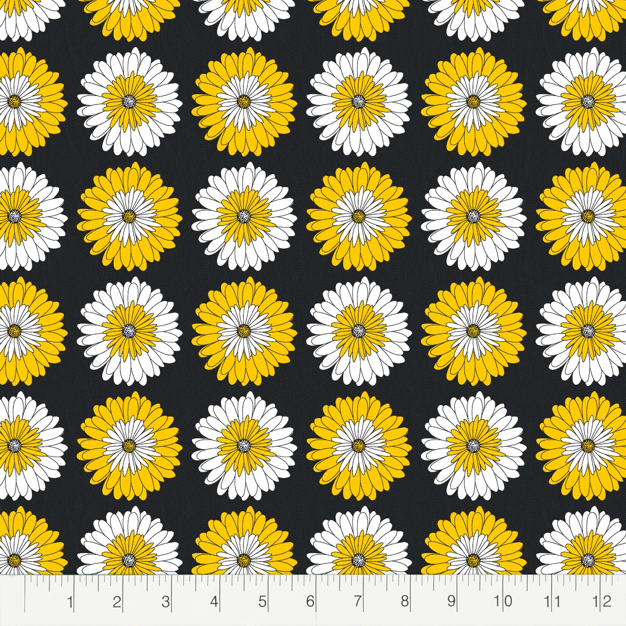Create It 18"x21" Cotton Daisy Precut Sewing & Craft Fabric, Black 10 Pieces