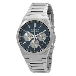 Seiko Men's Kinetic Silver-Tone Date Display Grey Dial Watch
