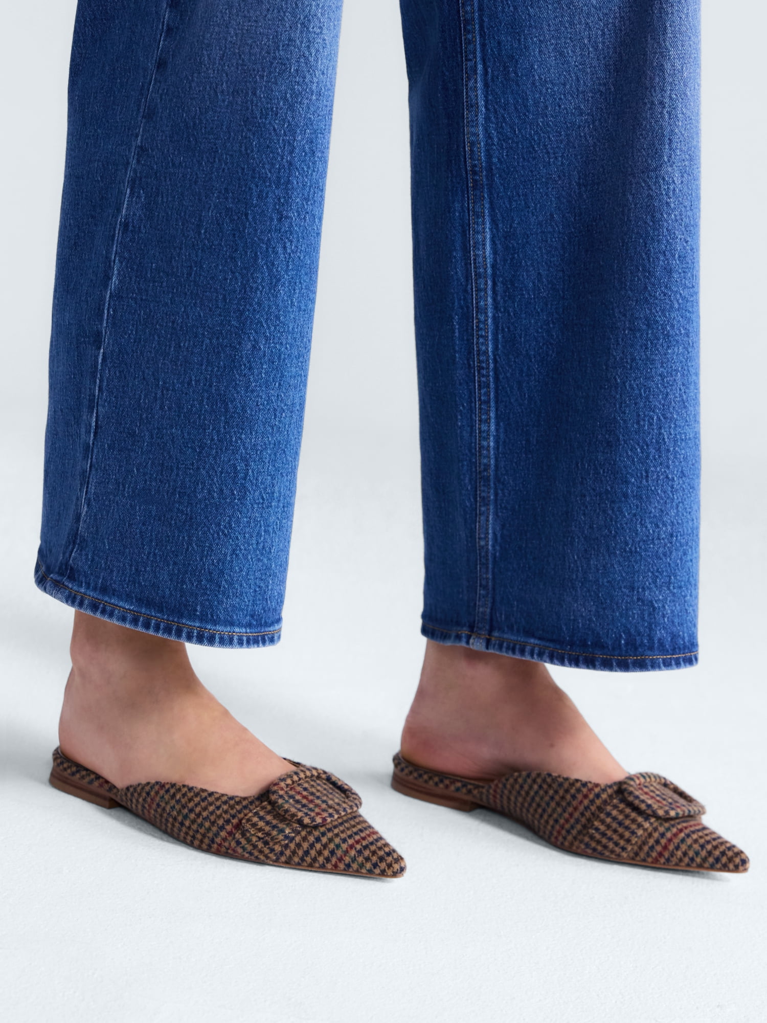 Free Assembly Women's Plaid Buckle Mules